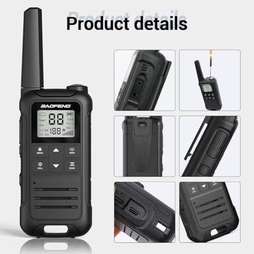 Baofeng F22 Long Range Walkie Talkies for Adults, Rechargeable Two-Way Radio with Flashlight, NOAA Weather Alert, USB-C Charge, Yellow Black Blue LGreen