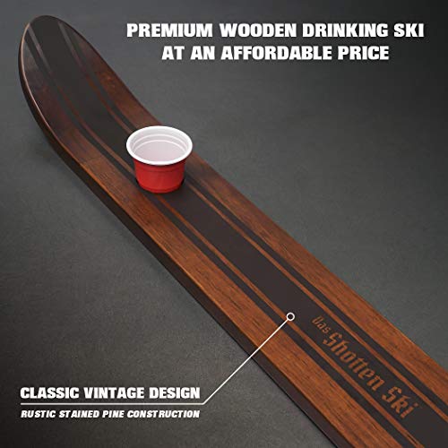 GoPong Slamski White - Retro Wooden 4-Person Ski with Shot Glasses & Wall Mounts