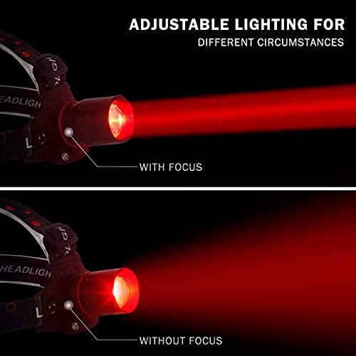 LUXNOVAQ Rechargeable Red LED Headlamp for Hunting - Adjustable, Waterproof
