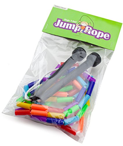 7-Foot Rainbow Beaded Jump Rope - Weighted Segmented Fitness Rope - Multicolor