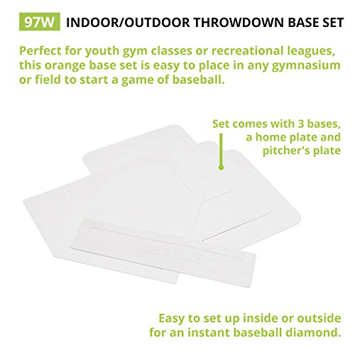 Throw Down Base Set – Durable Baseball & Softball Bases (Set of 5) - White