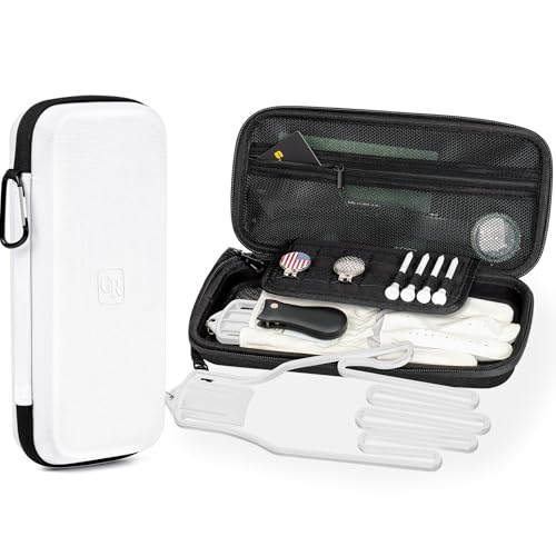 GLORIEROO White XL Odor-Absorbing Golf Glove Case with Organizer & Shaper