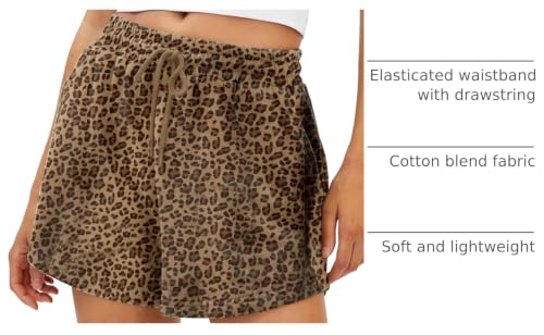 HOCANDY Women's Camouflage Sweat Shorts with Pockets - Cheetah Print Khaki, Medium