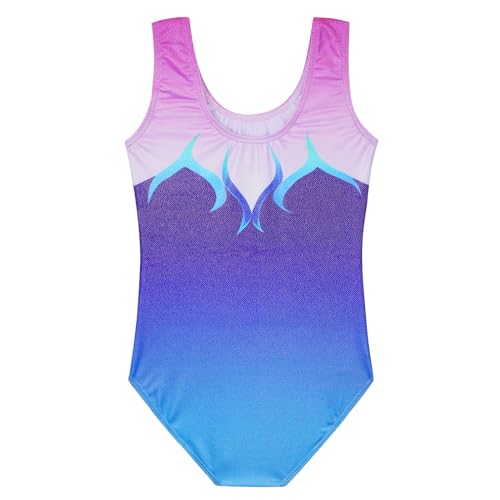 Shiny Girls Gymnastics Leotard - Ballet Outfit for Toddlers - Pink Purple Flame