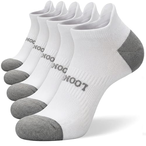 Compression Ankle Socks with Arch Support - Large, 5 Pairs, White
