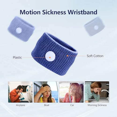 Acupressure Motion Sickness Wristbands for Nausea Relief - Dark Blue, 2 Pairs