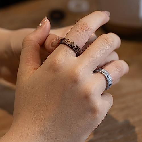 Silicone Wedding Rings for Women - 4 Pack Metallic Stackable Bands - Pearl, Champagne Gold, Silver, Bronze