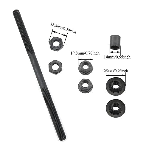 190MM Bicycle Rear Hub Axle Kit - 3/8 Inch Black, Durable Design