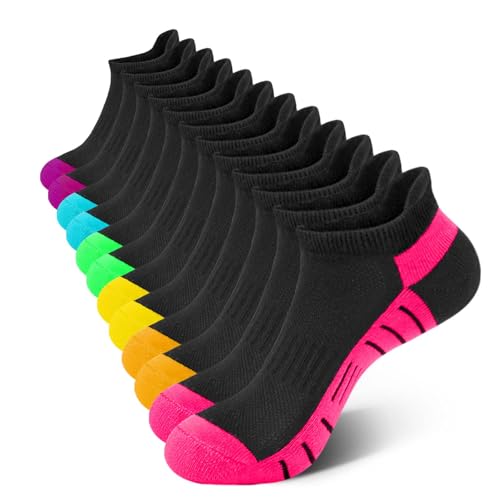 Athletic Cushioned Ankle Socks - 6 Pairs, Low Cut, Multicolor