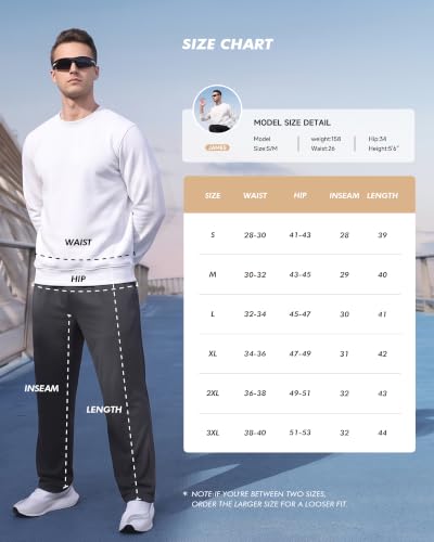 BOOJO 5 Pack Men's Sweatpants with Pockets - Mesh Open Bottom Athletic Pants (Medium, Black/Light Grey/Dark Grey/Navy/Army Green)