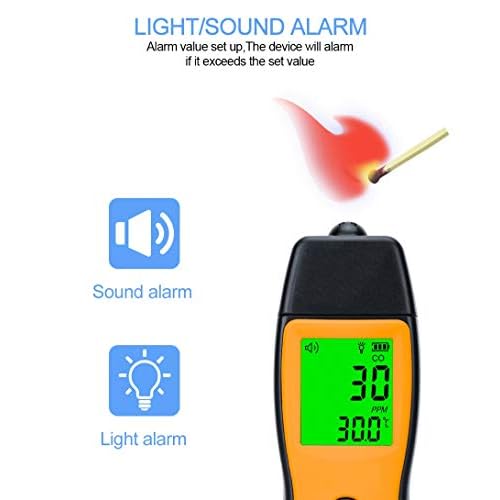 Handheld Carbon Monoxide Meter, Portable Carbon Monoxide Detector, Professional-Grade CO Gas Tester with LCD Backlit Display, 0-1000PPM Range for Industrial and Home (Battery Not Included)