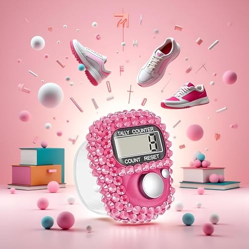 Electronic Finger Tally Counter - Resettable Digital Lap Counter - Pink