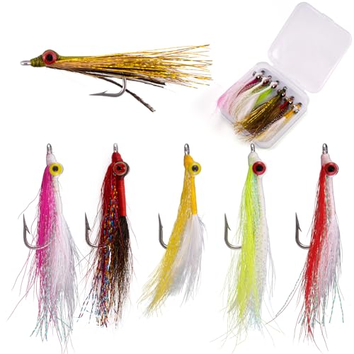 Dr.Fish 6 Pack #1/0 Fishing Flies Streamer Bass & Saltwater Lures