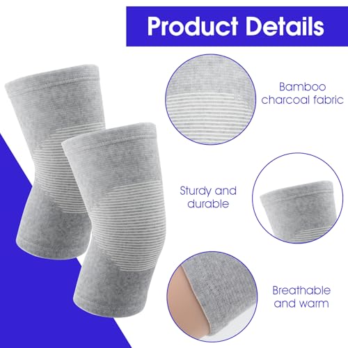 Bamboo Compression Knee Sleeve for Pain Relief - Gray