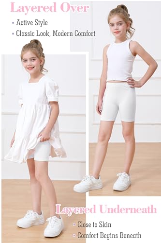 Girls Bike Cartwheel Shorts - 8 Pack Toddler Dance Shorts (2-3T) - White, Black, Gray, Pink, Complexion, Deep Purple, Navy, Rose