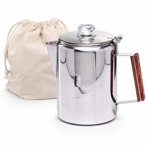 ZOWIE KING 9-Cup Camping Coffee Percolator, Stainless Steel Stovetop Camp Coffee Maker 9cups
