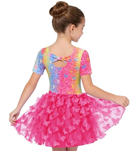 Ballet Leotard for Girls with Skirt - Pink Glitter 4T