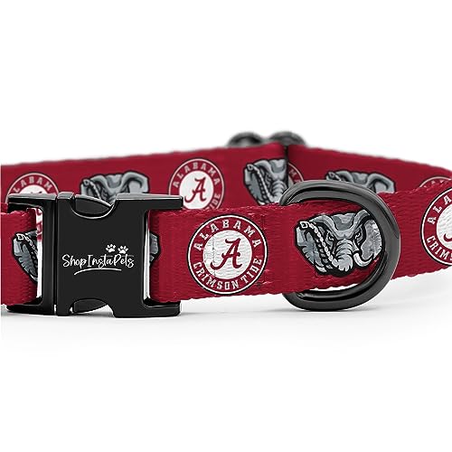 Alabama Crimson Tide Adjustable Nylon Dog Collar - Medium