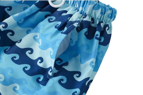 Boys Swim Trunks - Toddler Broad Swim Shorts UPF50+ - Wave A, 5-6 Years