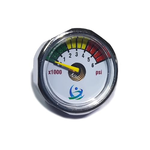 1 Inch Pressure Gauge - 1/8NPT, 6000psi for Paintball & Diving