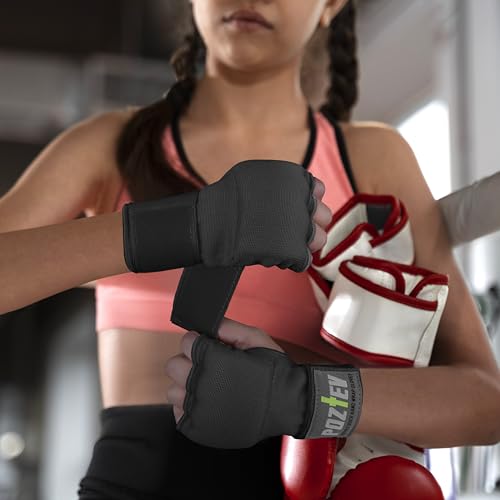 Boxing Hand Wraps with Knuckle Protection - Black, Small-Medium