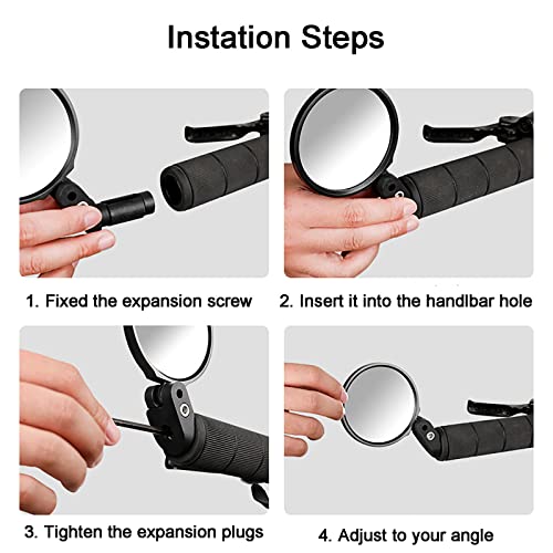 Bicycle Mirrors for Handlebars - 360-Degree Rotation, Unbreakable Lens (2 PCS)
