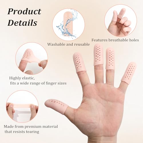 16-Piece Breathable Silicone Finger Cots - Flexible Finger Tip Protectors