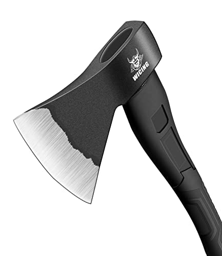 WICING Throwing Axe - 3 Pack, 15in High-Carbon Steel Hatchets with Fiberglass Handle
