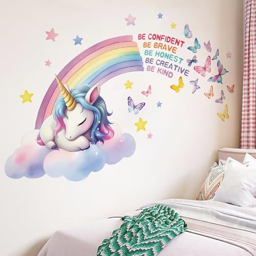 Rainbow Wall Decals for Girls Bedroom & Living Room Decor - Wall Decor Stickers & Murals 3D DIY Wall Art - Peel and Stick
