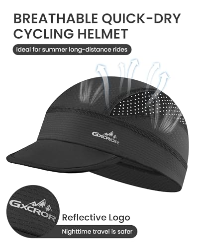 GXCROR Black Cooling Skull Cap for Men Women Lightweight Breathable Helmet Liner Sun Shield for Summer Cycling & Motorcycle