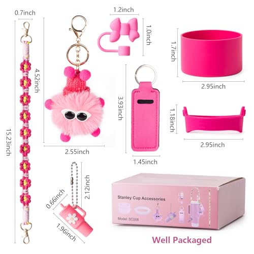 Stanley Cup Accessories Set - Water Bottle Handle Strap, Silicone Boot, Hot Pink