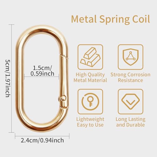 4 Pcs Oval Spring Ring Clips - 1.97 Inch Zinc Alloy Snap Hooks for Handbags