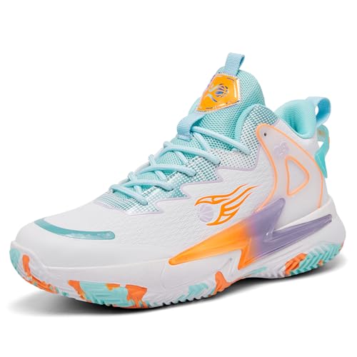 KIUSMETY Breathable High Top Basketball and Volleyball Shoes for Women and Men, Green, Size 8.5 Women / 7.5 Men