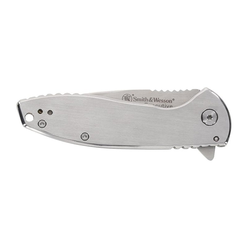Smith & Wesson Executive Platinum Stainless Steel Knife with 3" Blade Length for Outdoor, Tactical, Survival and EDC