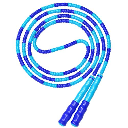 Adjustable Beaded Jump Rope - Tangle-Free Fitness Skipping Rope - Blue