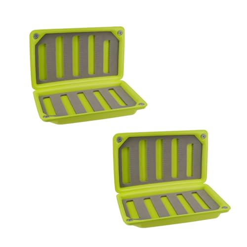 Aventik 2 Pack Green Fly Fishing Float Tackle Boxes with EVA Foam, Slim Waterproof Storage
