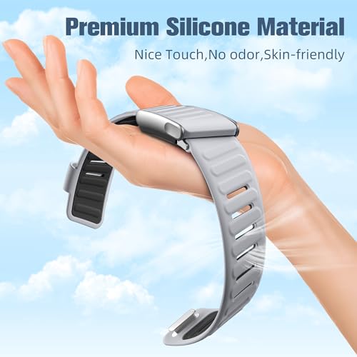 Getino Silicone Sport Strap for Whoop 5.0 Fitness Tracker Grey/Black Adjustable Waterproof Replacement Band