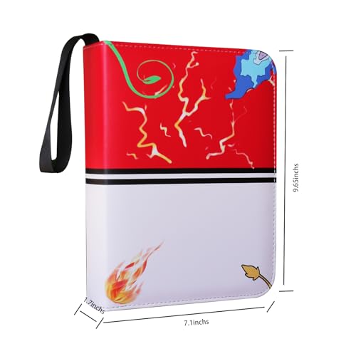 4-Pocket Trading Card Binder (Red) Holds 400 Cards, PU Leather, Zipper