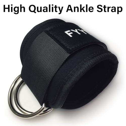 Ankle Strap for Cable Machine - Adjustable Neoprene Cuffs - Black