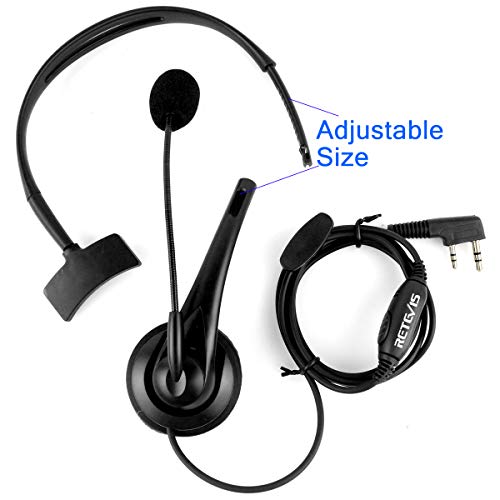 Retevis Overhead Walkie Talkie Headset with Adjustable Boom Mic for RT22/RT68/RT21/H777