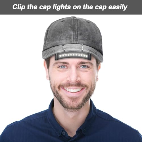 2 Pack Black LED Clip-On Cap Lights, 11 LED Headlamps, Hands-Free