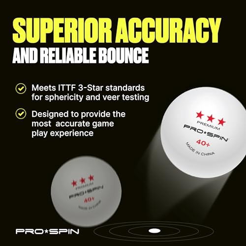 3-Star ITTF-Approved Ping Pong Balls - White, Pack of 40