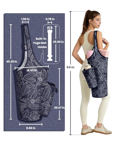 Sportsnew Navy Blue Yoga Mat Bag with Water Bottle Pocket & Adjustable Strap