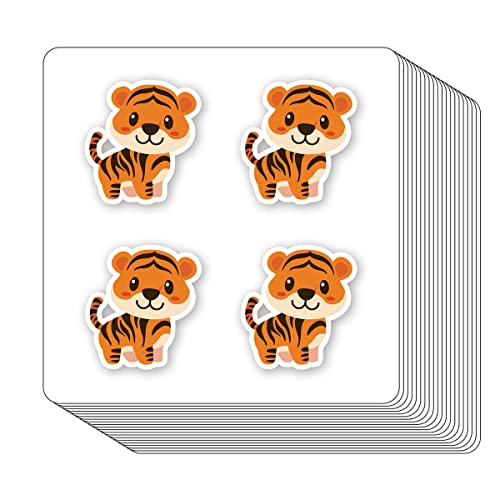 Tiger Stickers - 1 Inch Adhesive Labels, 80-Pack for Crafts