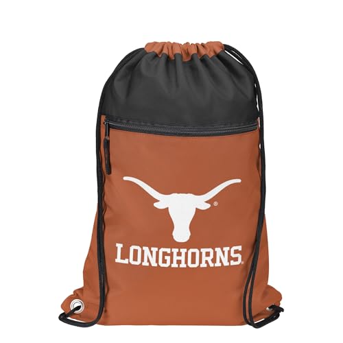 Texas Longhorns Drawstring Backpack with Zippered Pocket - One Size
