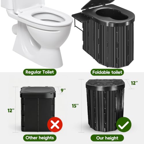 GGC 15-Inch Portable Camping Toilet | Foldable Heavy-Duty Potty for Adults