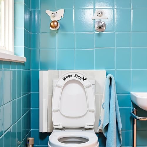 Funny Toilet Stickers, Whoa Nice Bathroom Decal, Wall Art, Removable Self-Adhesive Toilet Seat Stickers for Restroom Door