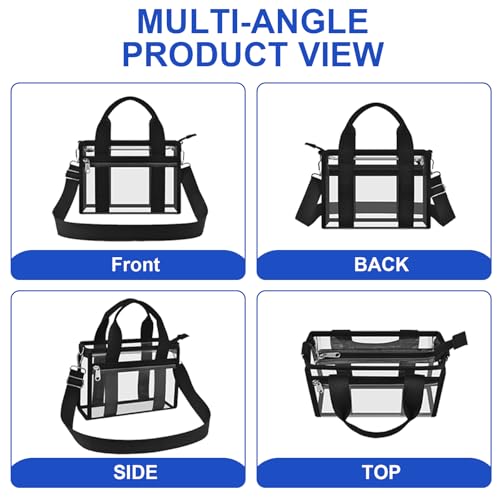 Clear Stadium Bag - Medium Black Crossbody Messenger for Events