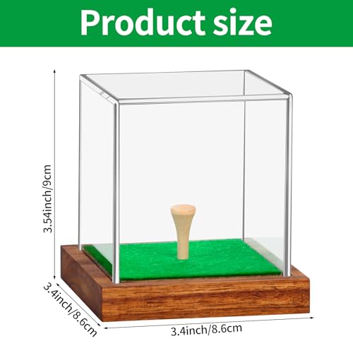 Clear Acrylic Golf Ball Display Case with Wood Base & Tee - 1 Pack