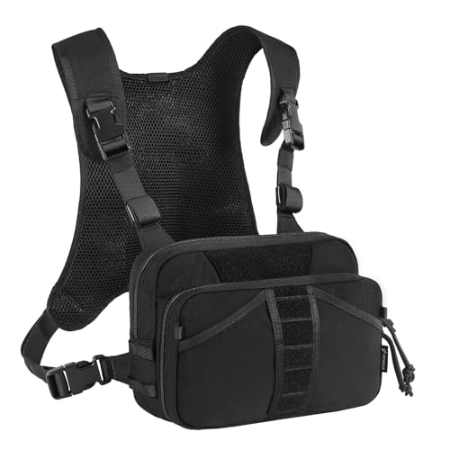 VOTAGOO Black Fishing Chest Pack with Tackle and Fly Boxes for Men & Women